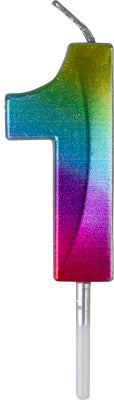 Small Rainbow Metallic Prism Number Candles