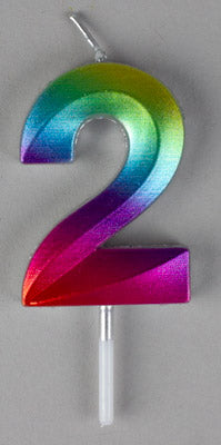 Small Rainbow Metallic Prism Number Candles