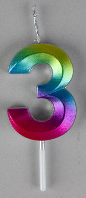 Small Rainbow Metallic Prism Number Candles