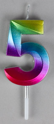 Small Rainbow Metallic Prism Number Candles