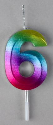 Small Rainbow Metallic Prism Number Candles