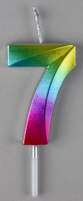 Small Rainbow Metallic Prism Number Candles