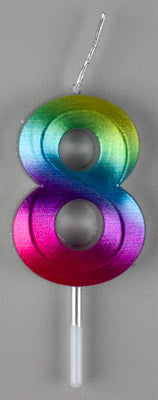 Small Rainbow Metallic Prism Number Candles