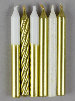 Gold Dipped Birthday Candles - Asst.