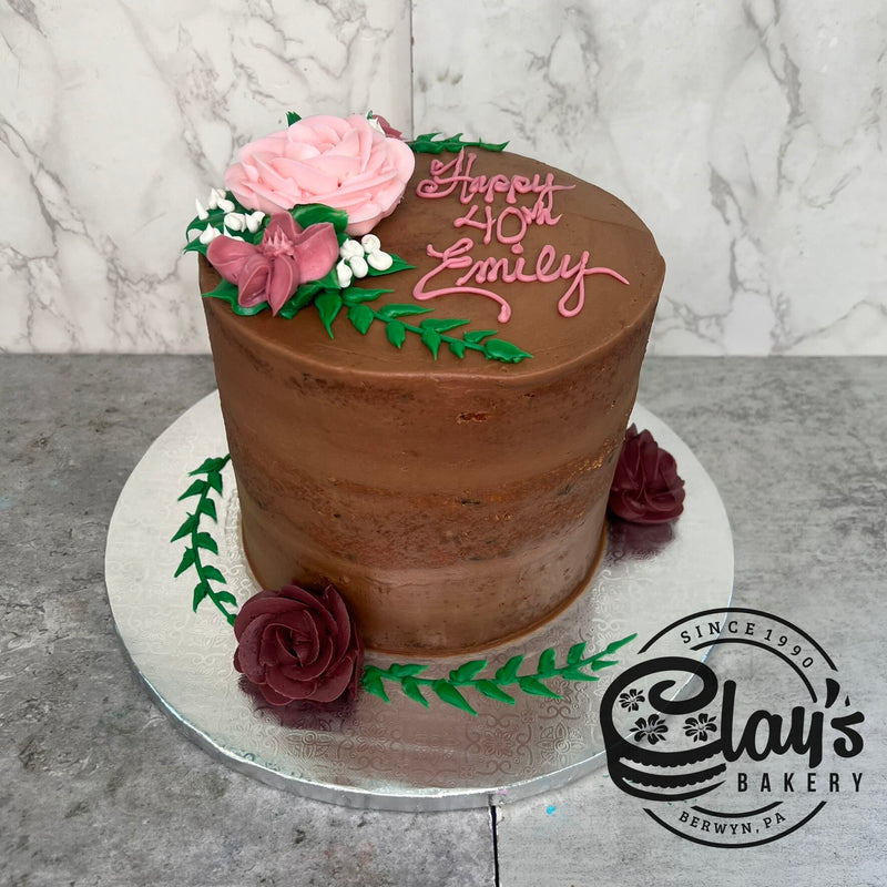 Pretty Florals and Greenery - Three Layer Cake