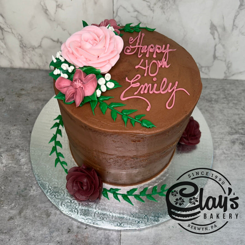 Pretty Florals and Greenery - Three Layer Cake
