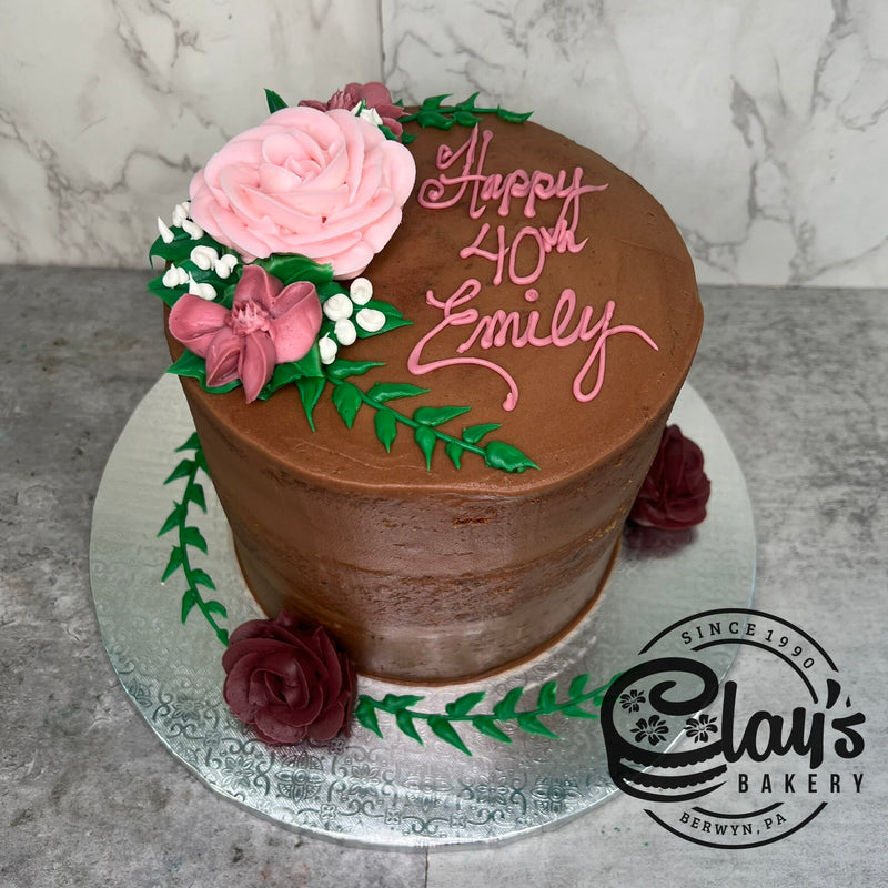 Pretty Florals and Greenery - Three Layer Cake