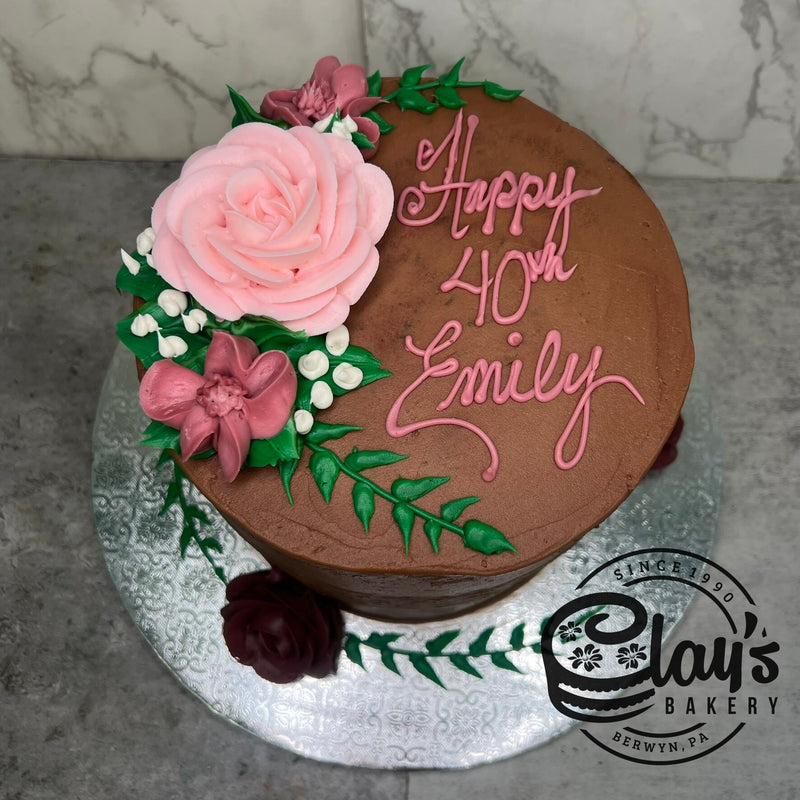 Pretty Florals and Greenery - Three Layer Cake