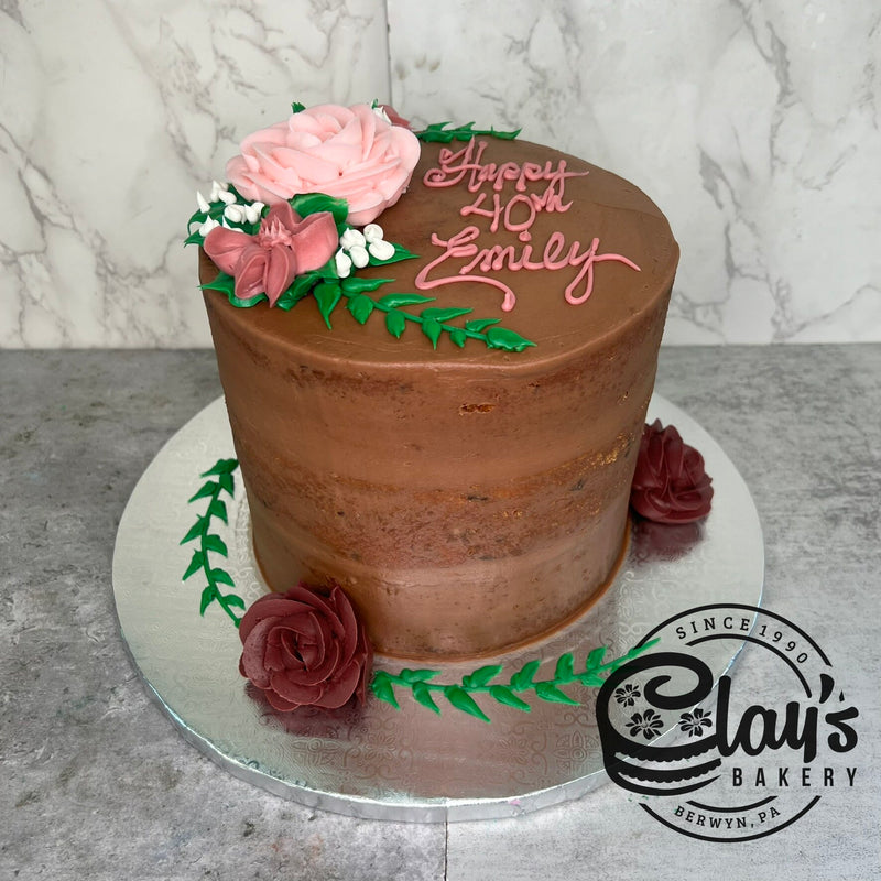 Pretty Florals and Greenery - Three Layer Cake