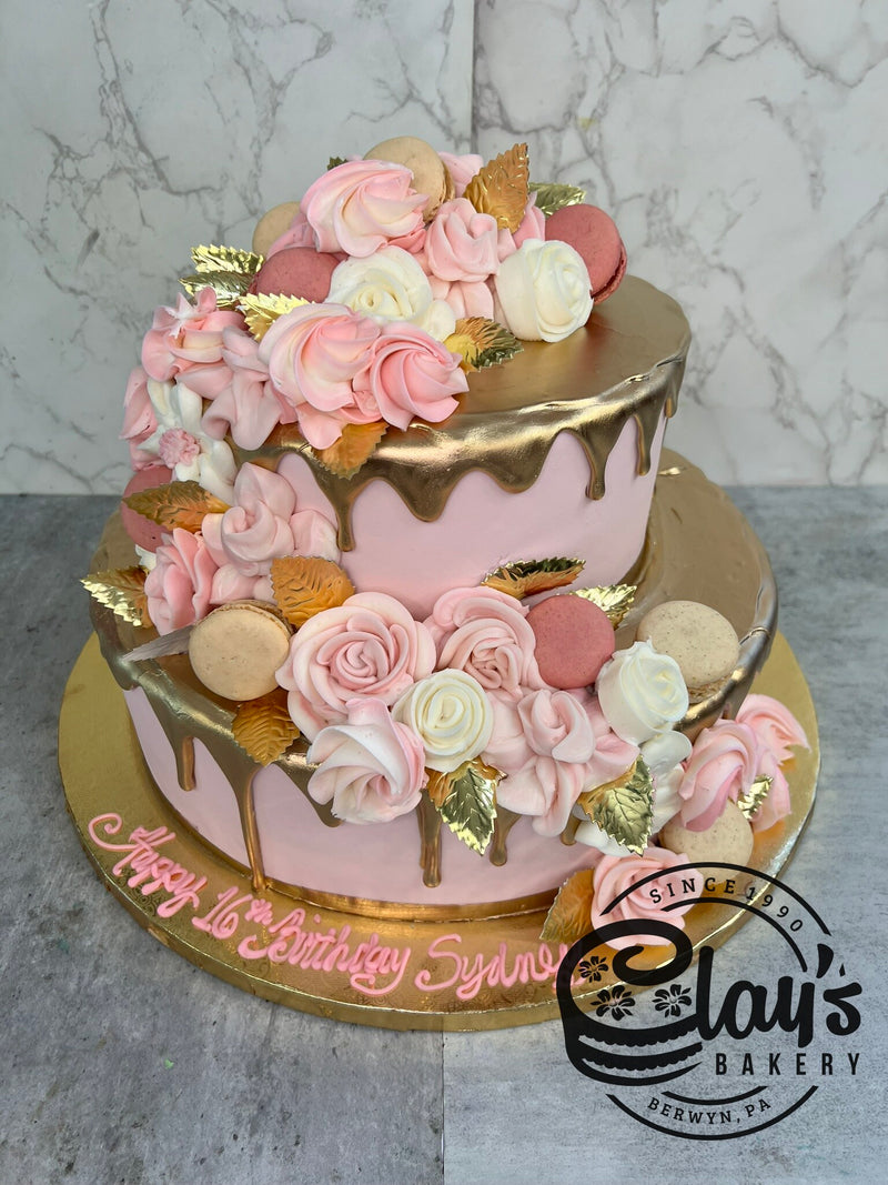 Beautiful Floral Macron Cascade - Two Tier