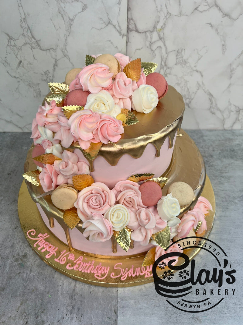 Beautiful Floral Macron Cascade - Two Tier