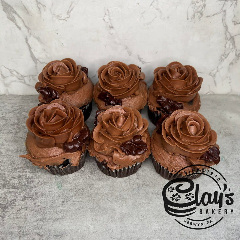 Chocolate Rose Flower Cupcakes