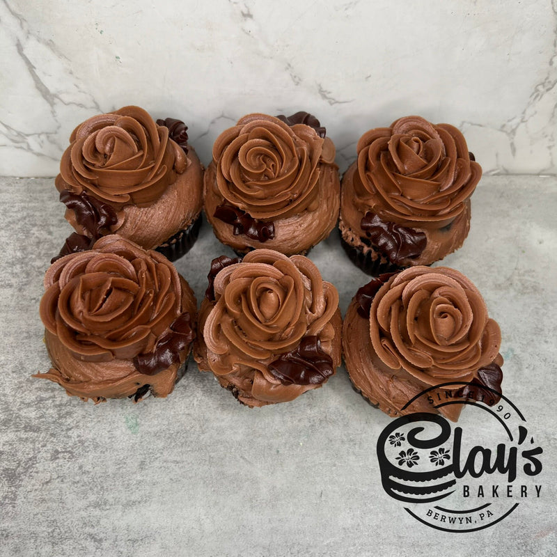 Chocolate Rose Flower Cupcakes