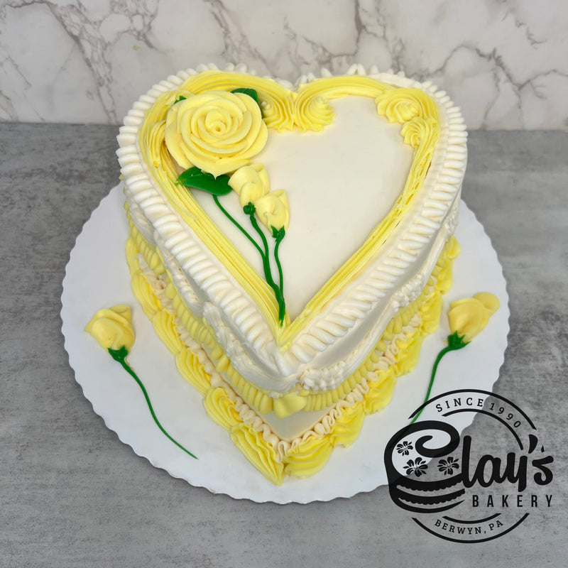 Beautiful Ruffles with Rose (Heart Shape Cake)
