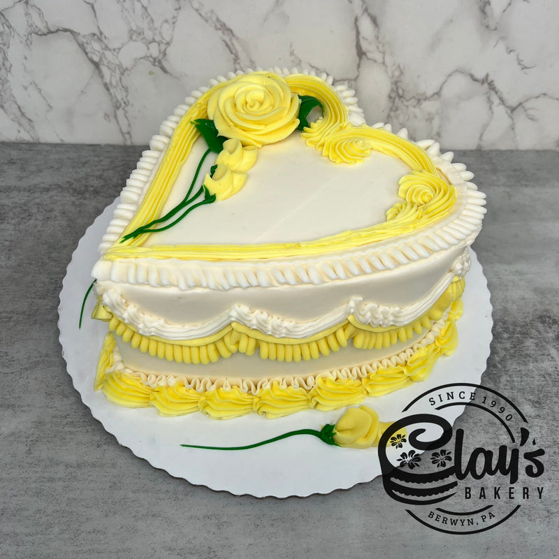 Beautiful Ruffles with Rose (Heart Shape Cake)