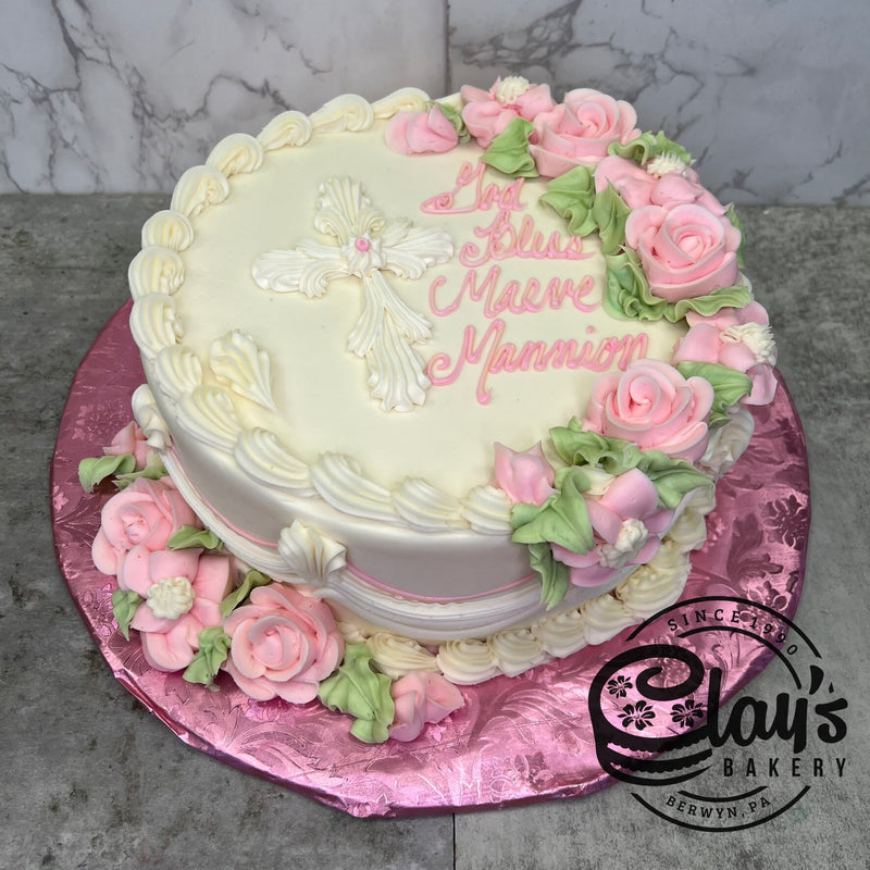 Beautiful Buttercream Cross and Flowers