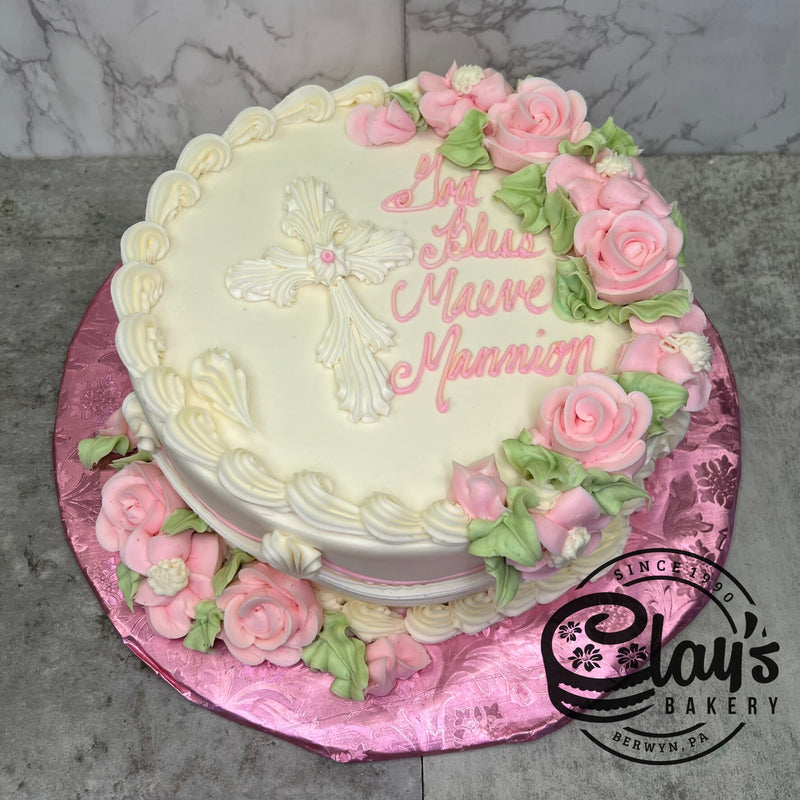 Beautiful Buttercream Cross and Flowers