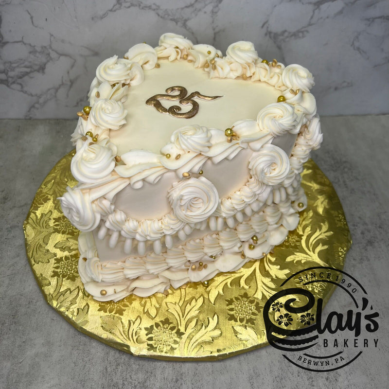 Metallic Accents Heart Shaped Cake