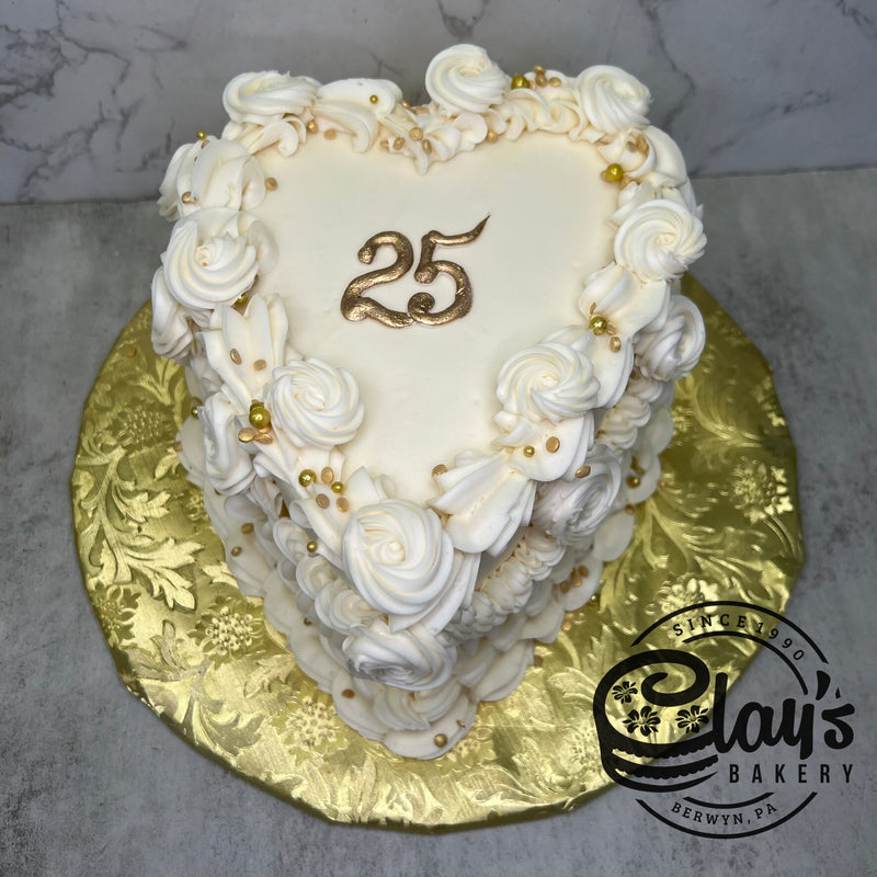 Metallic Accents Heart Shaped Cake