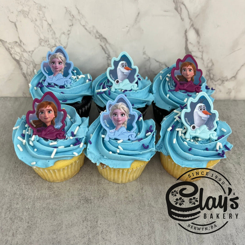Elsa, Anna, and OIaf Ring Cupcakes