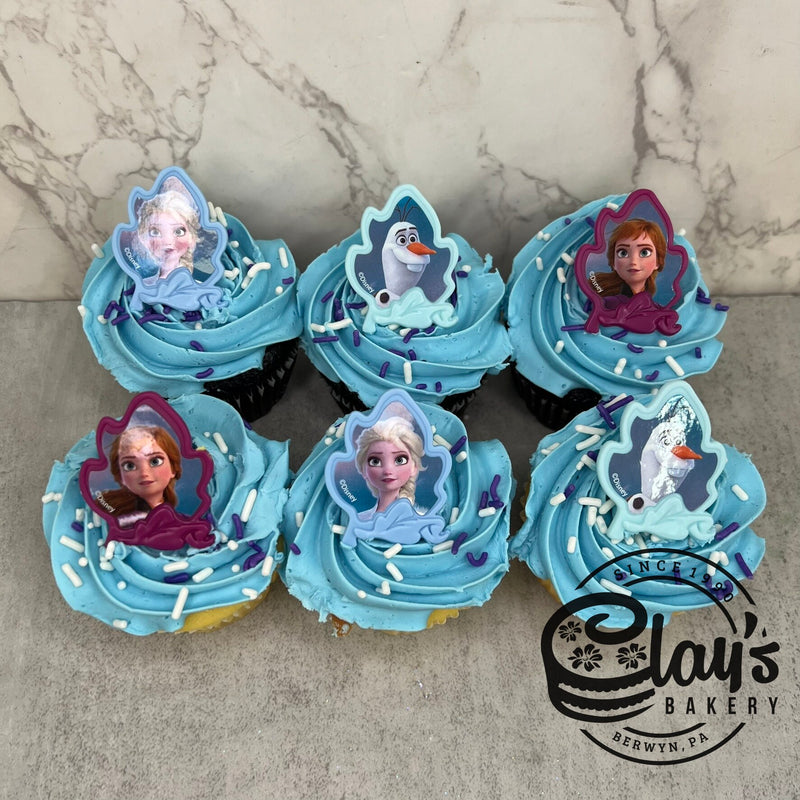 Elsa, Anna, and OIaf Ring Cupcakes