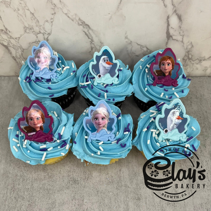 Elsa, Anna, and OIaf Ring Cupcakes