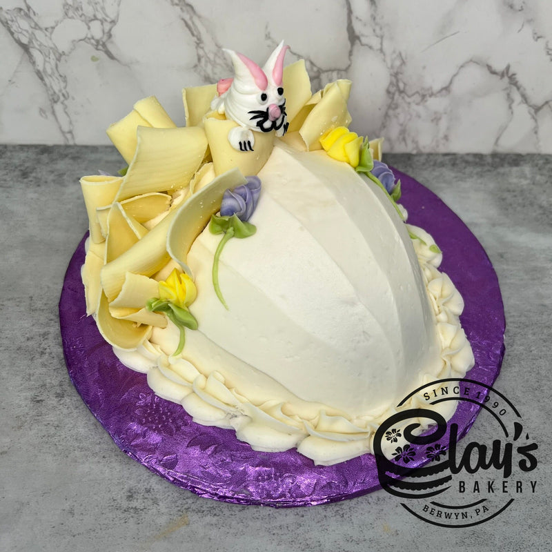 Easter Egg Cake with White Chocolate Shavings