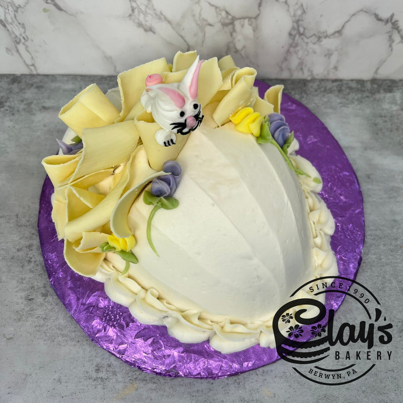 Easter Egg Cake with White Chocolate Shavings