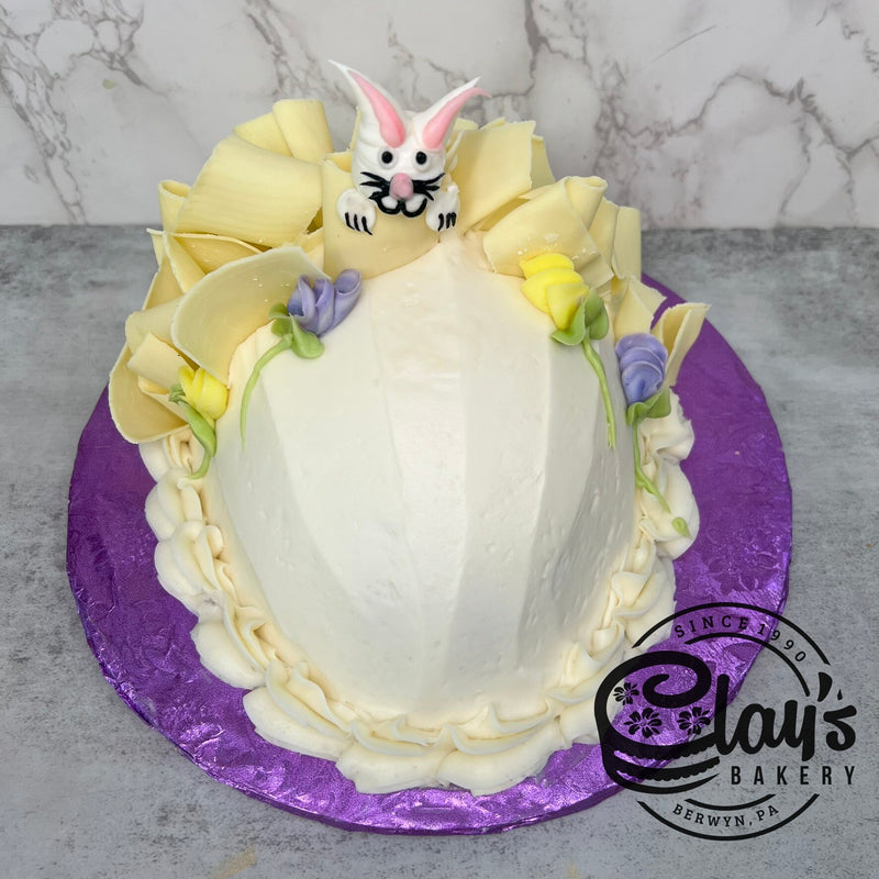 Easter Egg Cake with White Chocolate Shavings