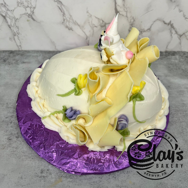 Easter Egg Cake with White Chocolate Shavings
