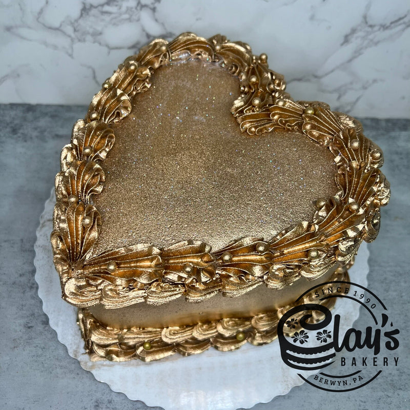 Metallic Covered - Heart Shaped Cake
