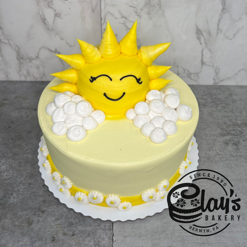 Happy Sun and Clouds (Shaped Cake)