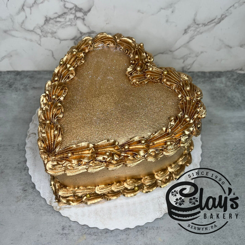 Metallic Covered - Heart Shaped Cake