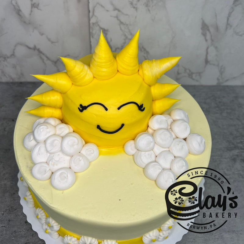 Happy Sun and Clouds (Shaped Cake)