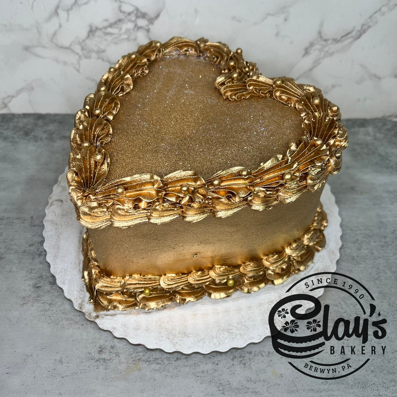 Metallic Covered - Heart Shaped Cake