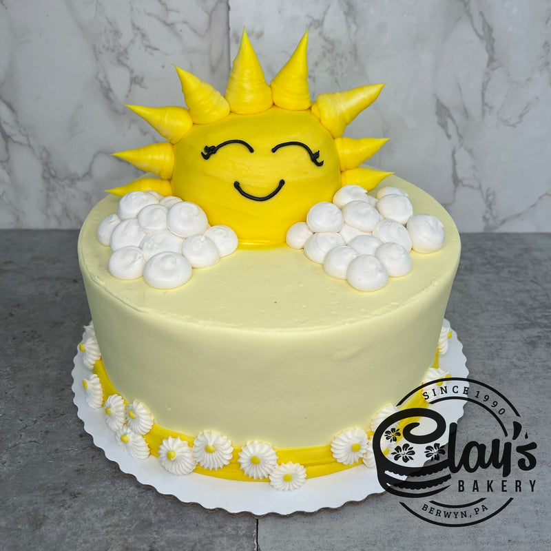 Happy Sun and Clouds (Shaped Cake)