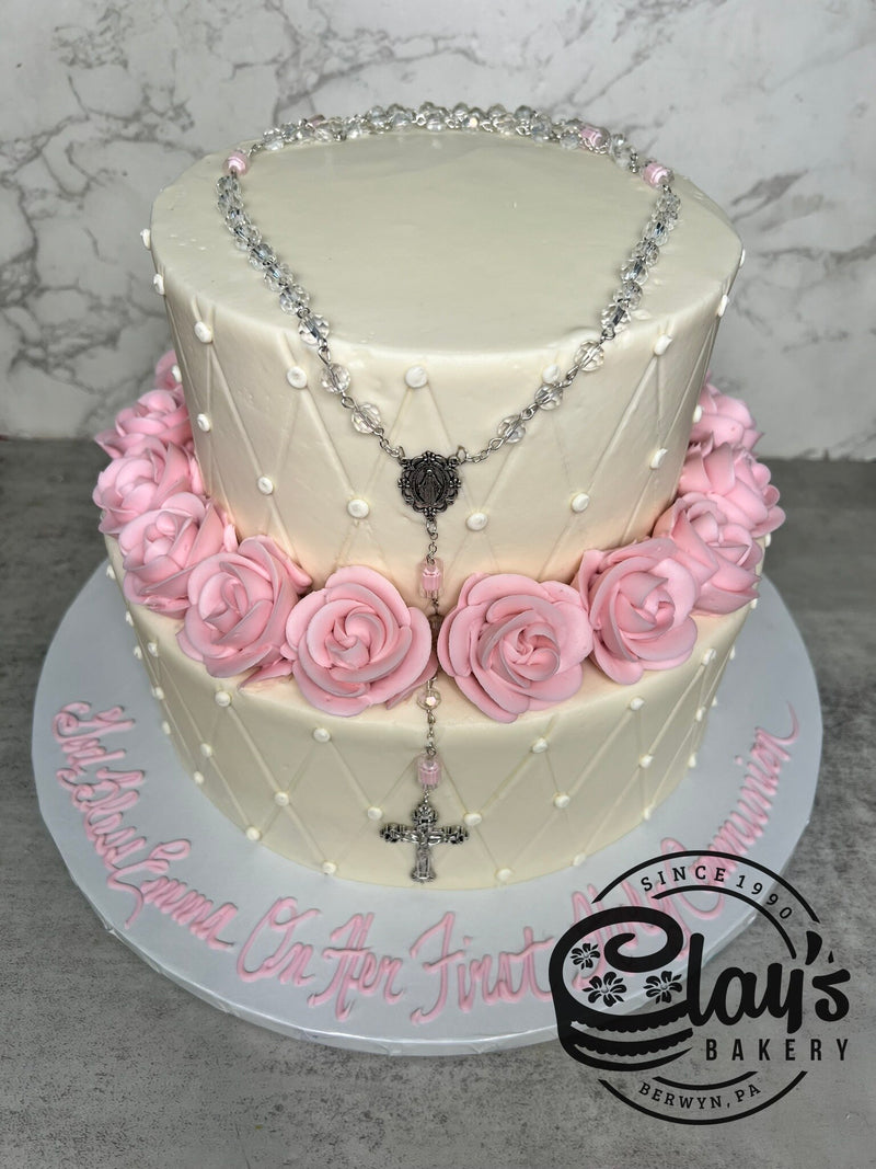 Quilted Rosary and Roses - Two Tier