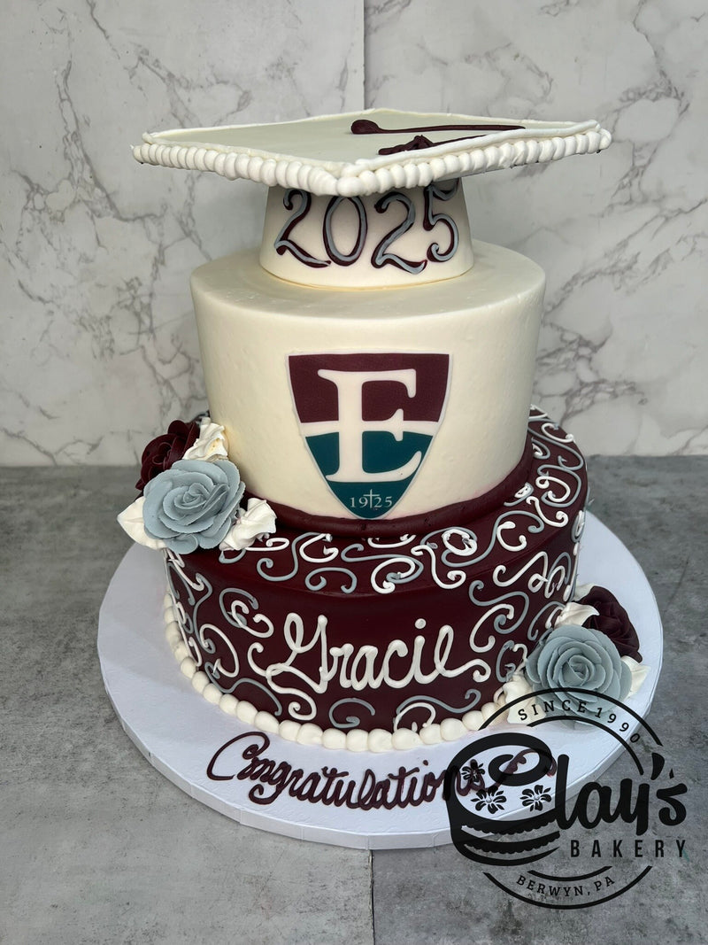Grad Cap and School Logo with Scrolling - Two Tier