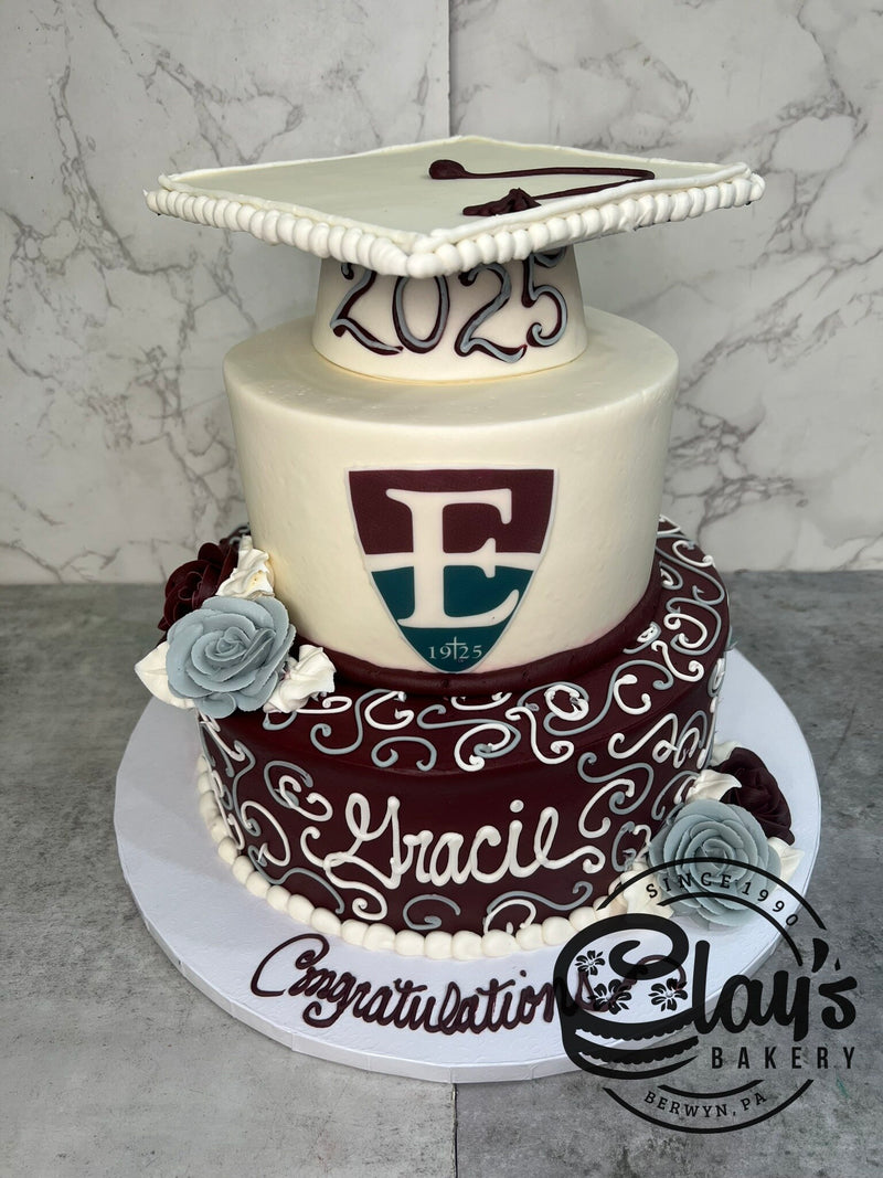 Grad Cap and School Logo with Scrolling - Two Tier
