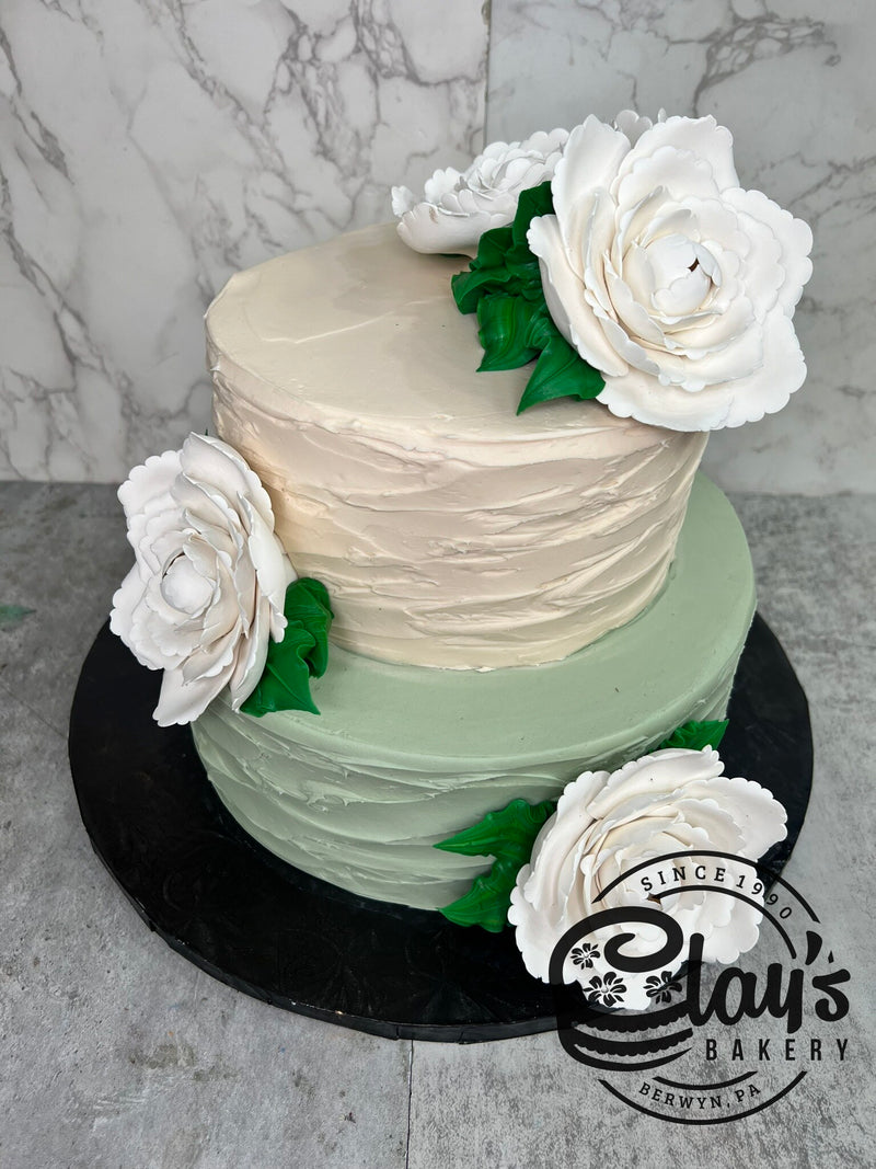 Simply Textured with Gumpaste Flowers (Two Tier)
