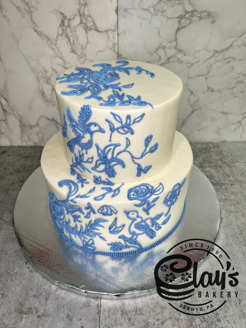 Beautiful Ceramic Inspired Florals (Two Tier)