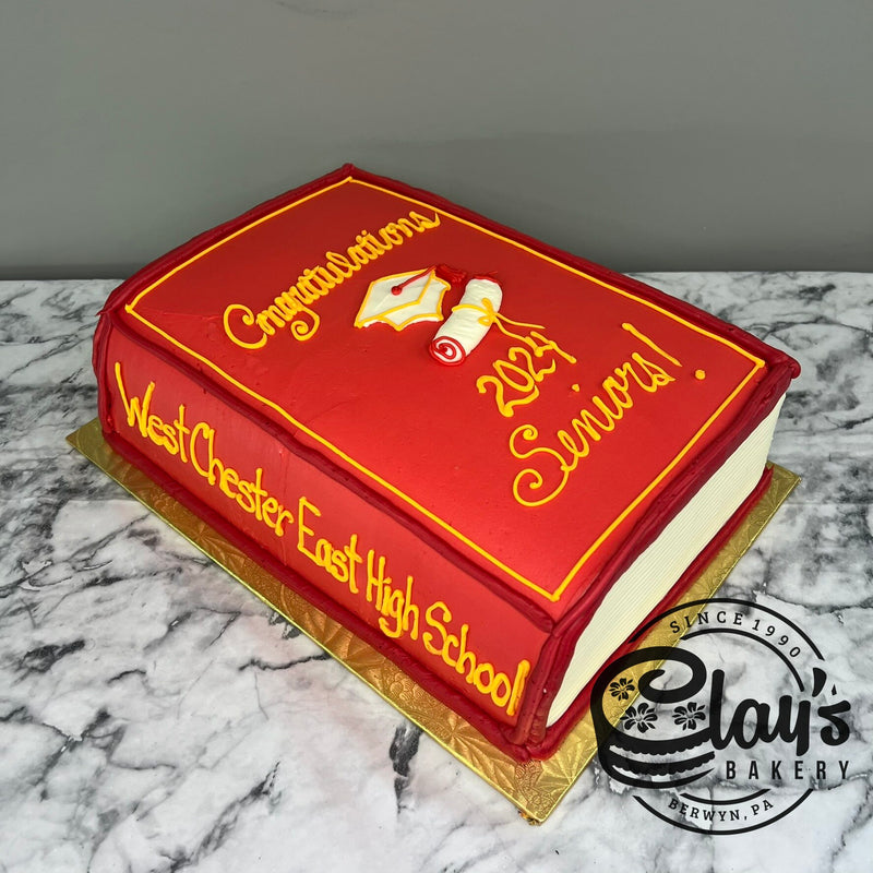 Closing a Chapter - Closed Book Shaped Cake