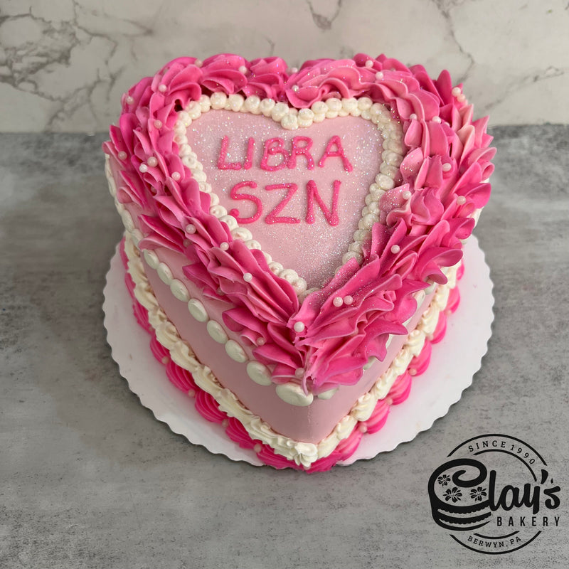Heart of Pink With Hot Pink and White - Shaped Cake