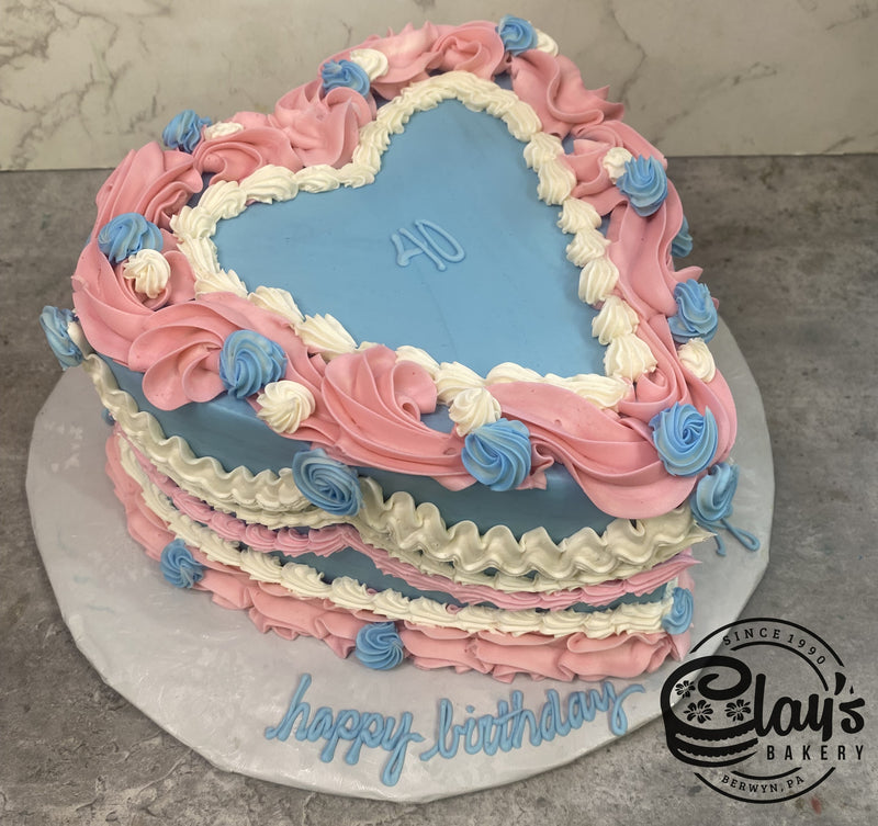 Shape of Heart - Blue with Pink and White