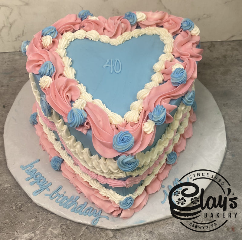 Shape of Heart - Blue with Pink and White