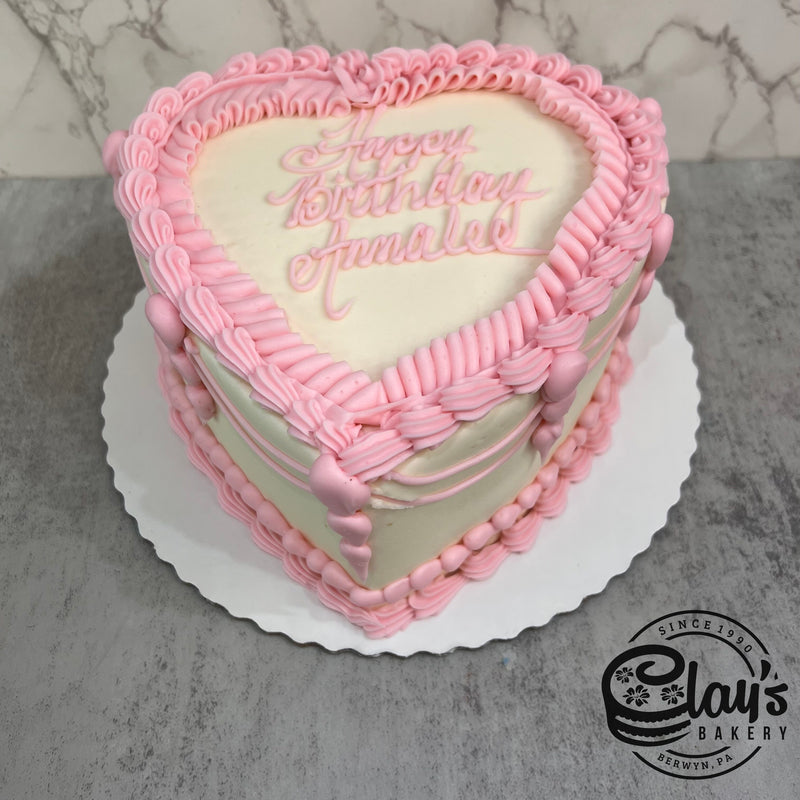 Heart with Pink Trim - Shaped Cake