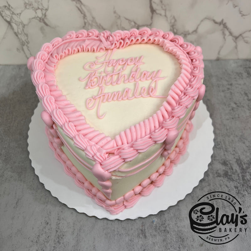 Heart with Pink Trim - Shaped Cake