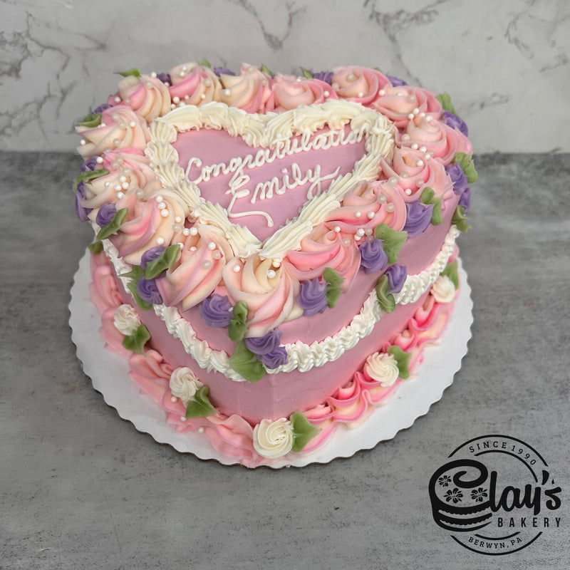 Heart with Pinks and Purple - Shaped Cake