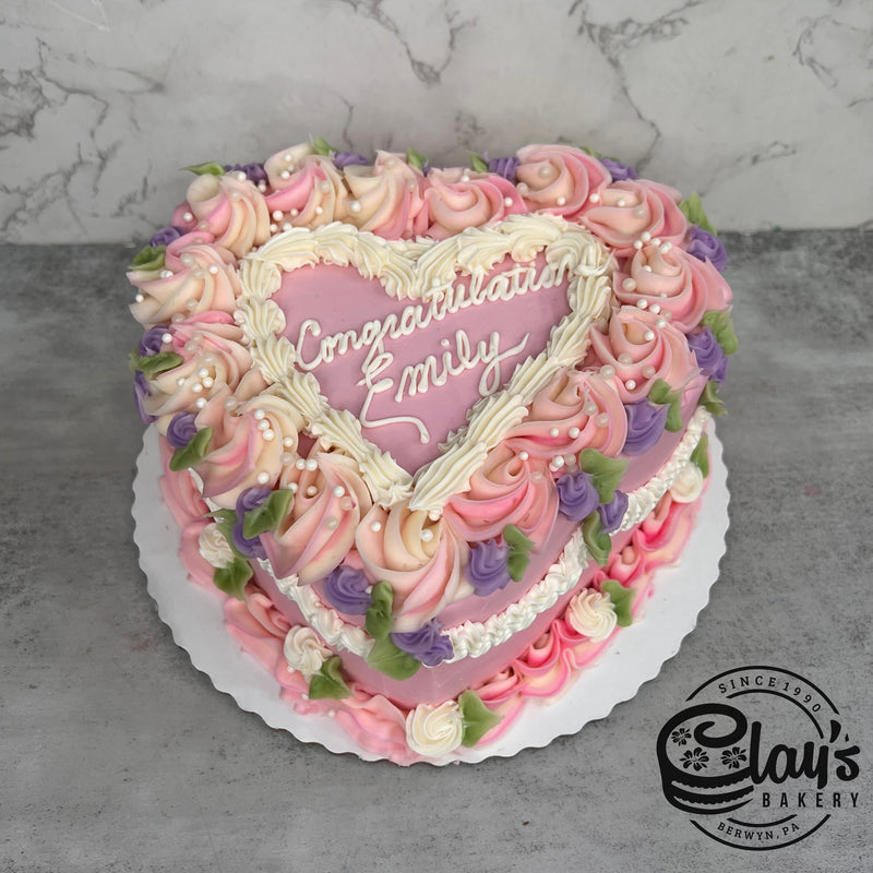 Heart with Pinks and Purple - Shaped Cake