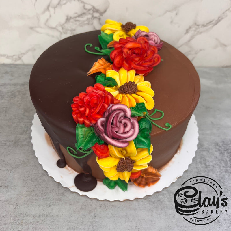 Fall Flowers on Half Chocolate Dip